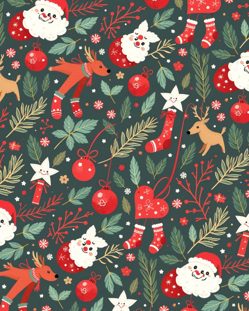Jolly Christmas Reindeer Pattern by Kintsugi99 — canvas wall art