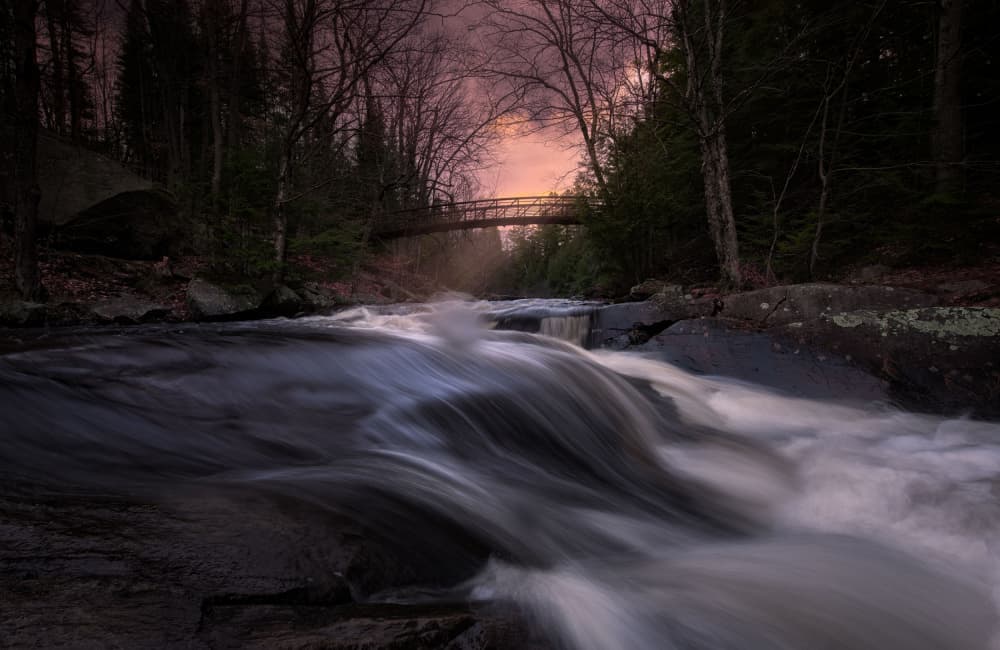 Forest River Bridge Sunset by Larry Deng APA — canvas wall art