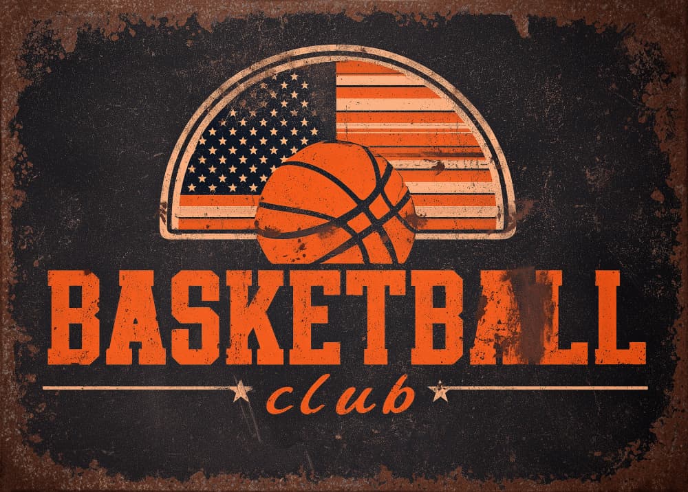 Vintage Basketball Club Flag by Pictufy Studio IV — canvas wall art