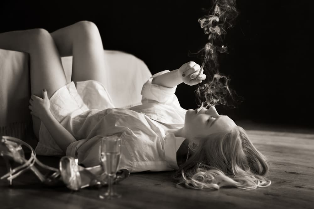Elegant Woman Smoking by Burkhard Achtergarde — canvas wall art