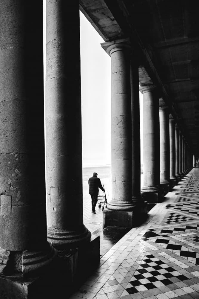 Old Man Seaside Columns by Bruno Flour — canvas wall art