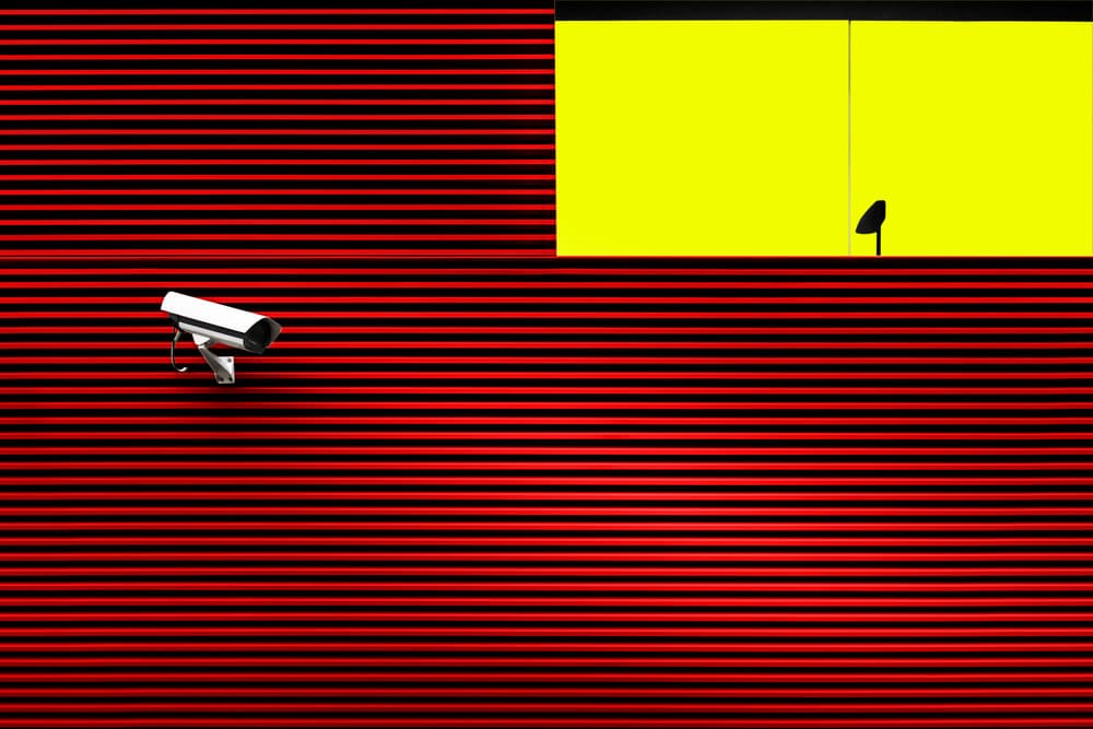 Red Wall Security Camera by Marc Huybrighs — canvas wall art