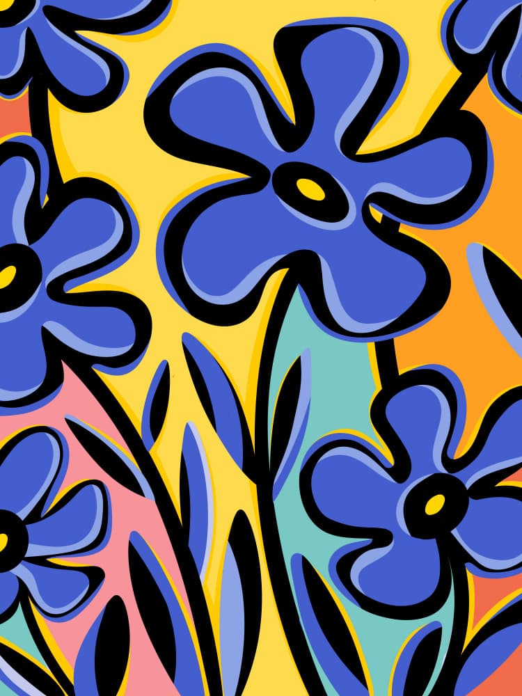 Vibrant Blue Blooms by Kristian Gallagher — canvas wall art