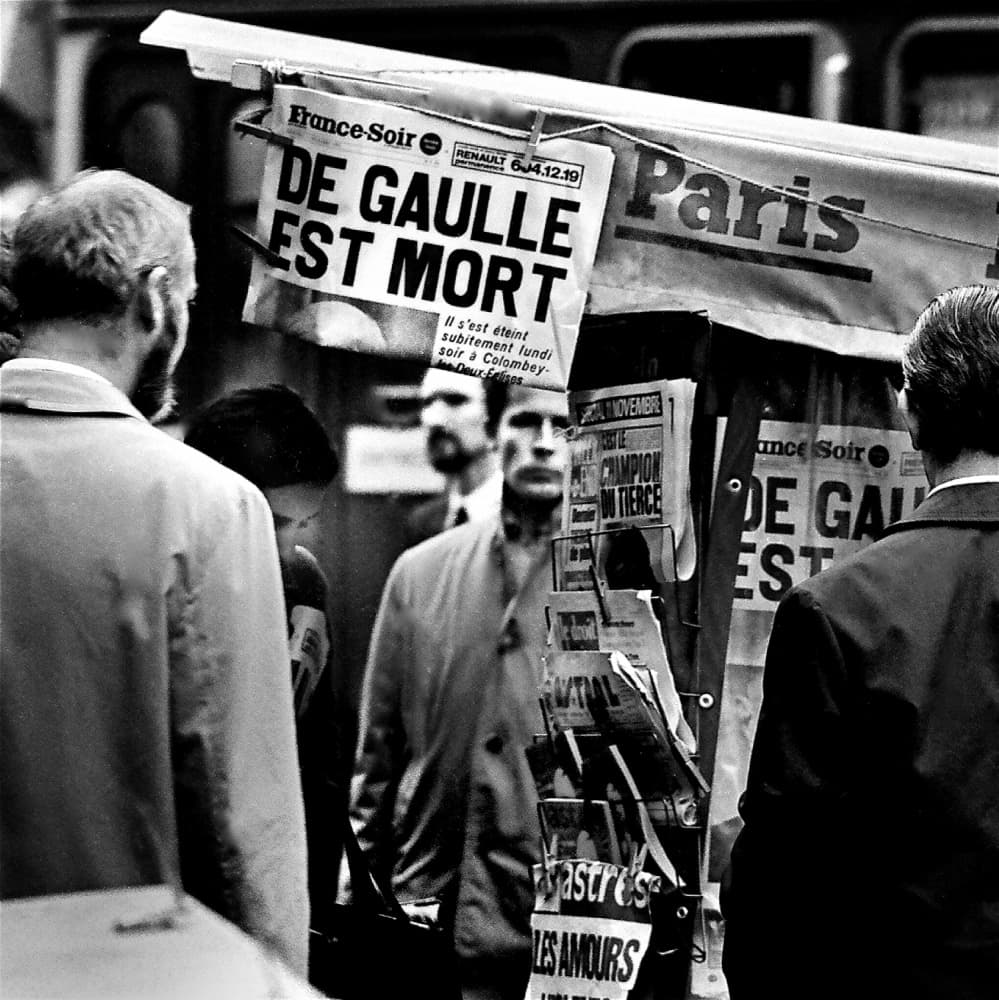 De Gaulle Death Headline by Didier Guibert — canvas wall art