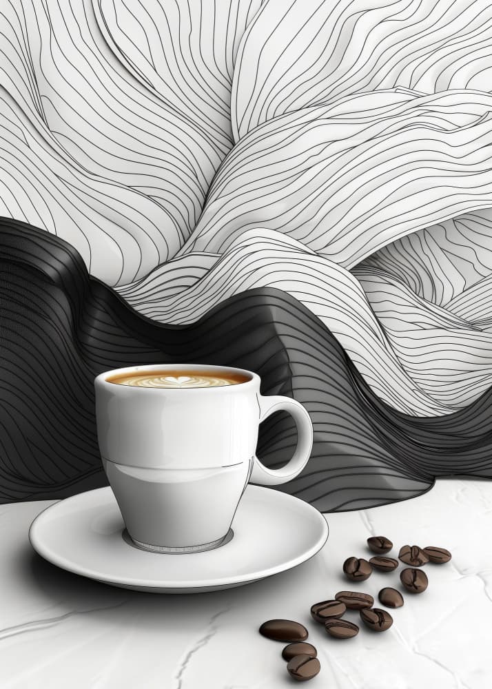 Coffee and Wavy Lines by Justyna Jaszke — canvas wall art
