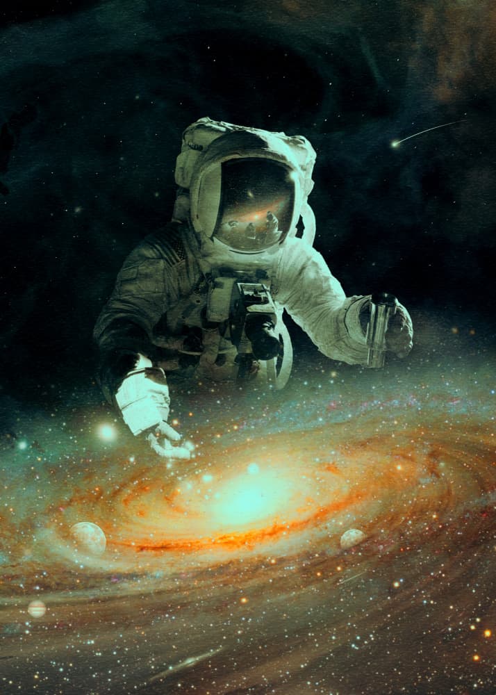 Astronaut Over Galaxy by Nicebleed — canvas wall art