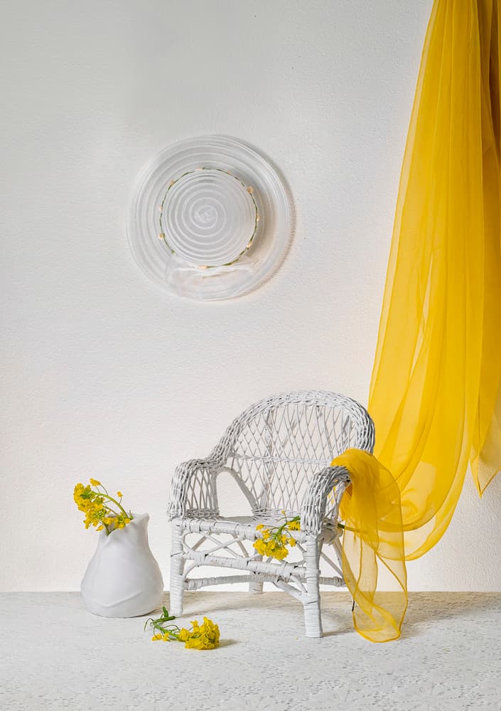 Yellow Wicker Chair Still Life by Lydia Jacobs — canvas wall art