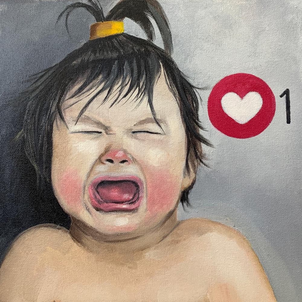 Crying Baby Social Media by Gabriel Grecco — canvas wall art