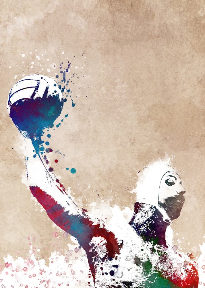 Water Polo Action Splash by Justyna Jaszke — canvas wall art