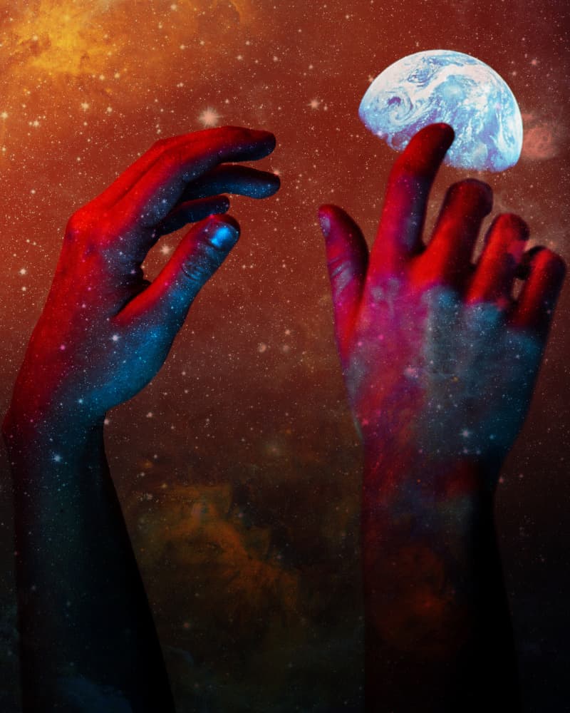 Cosmic Hands Hold Earth by Emiliano Deificus — canvas wall art