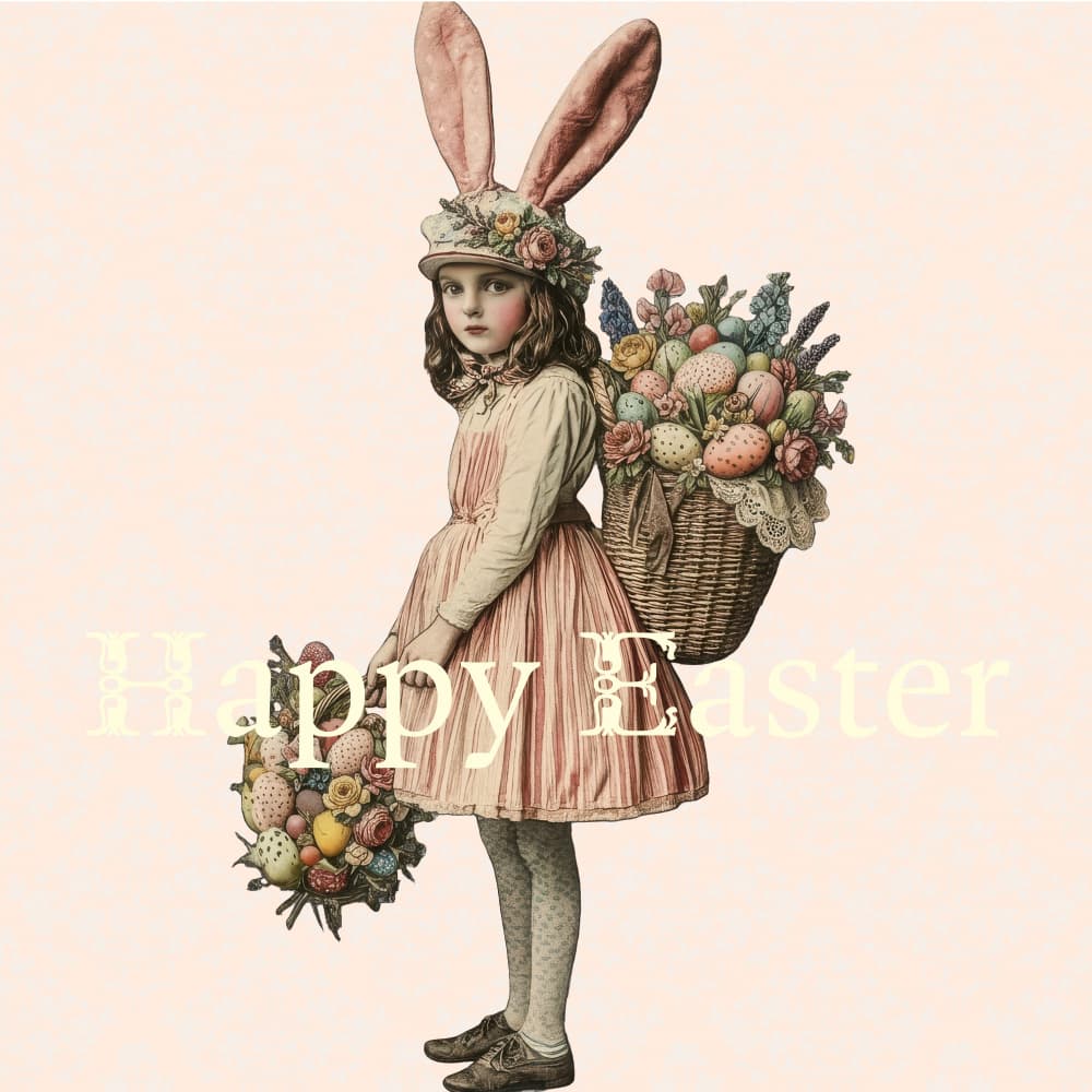 Vintage Easter Bunny Girl by Sue Skellern — canvas wall art
