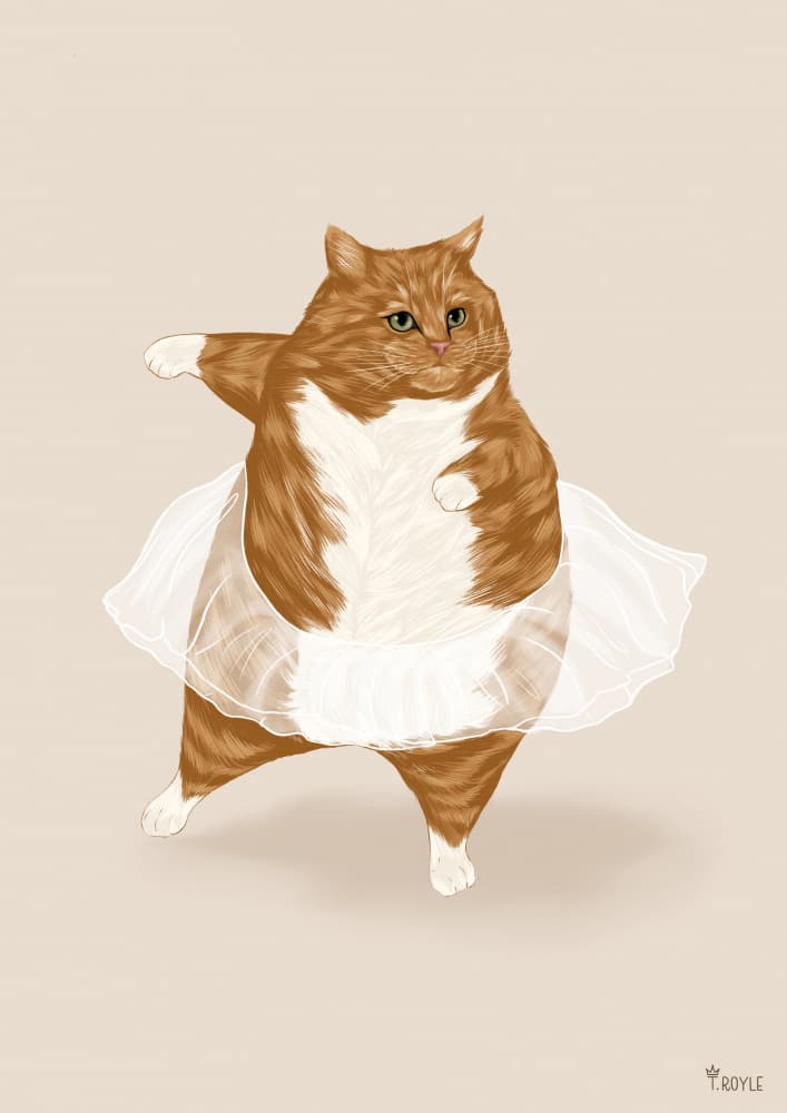 Chonky Cat Ballerina by Tara Royle — canvas wall art