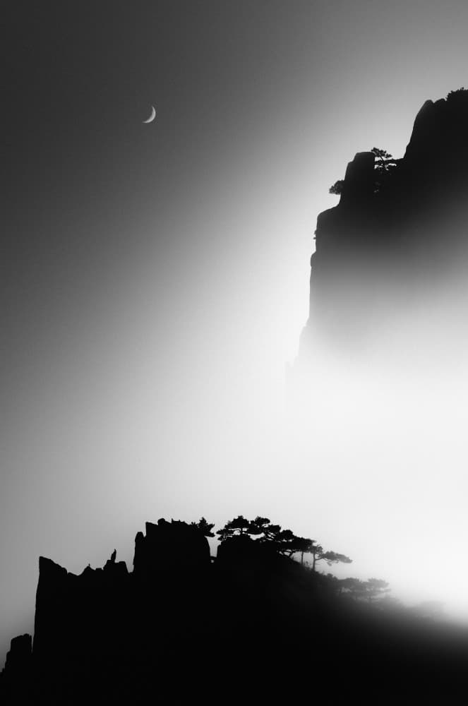 Misty Mountain Moon by NingYun Ye — canvas wall art