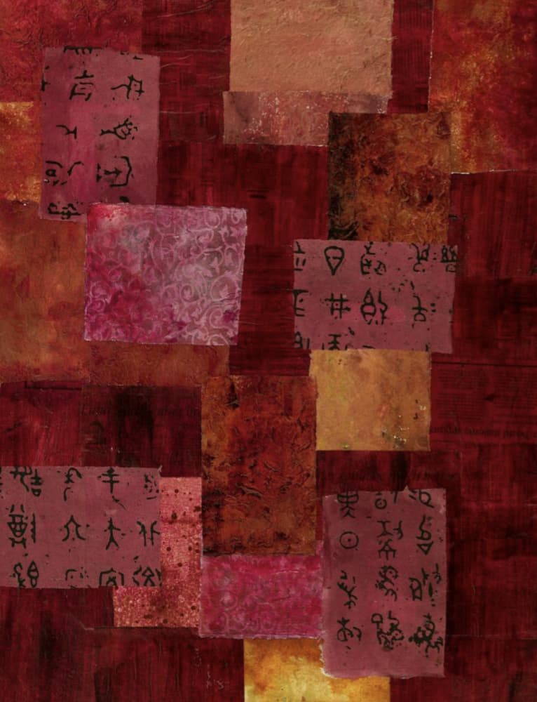Asian Script Collage by Deb Chaney — canvas wall art
