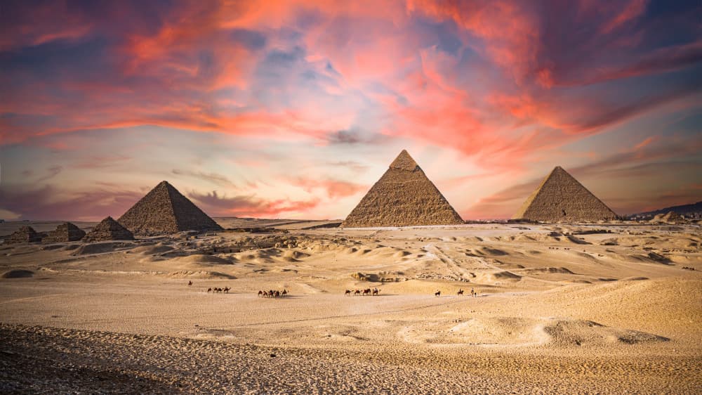 Majestic Giza Desert Sunset by Amro — canvas wall art