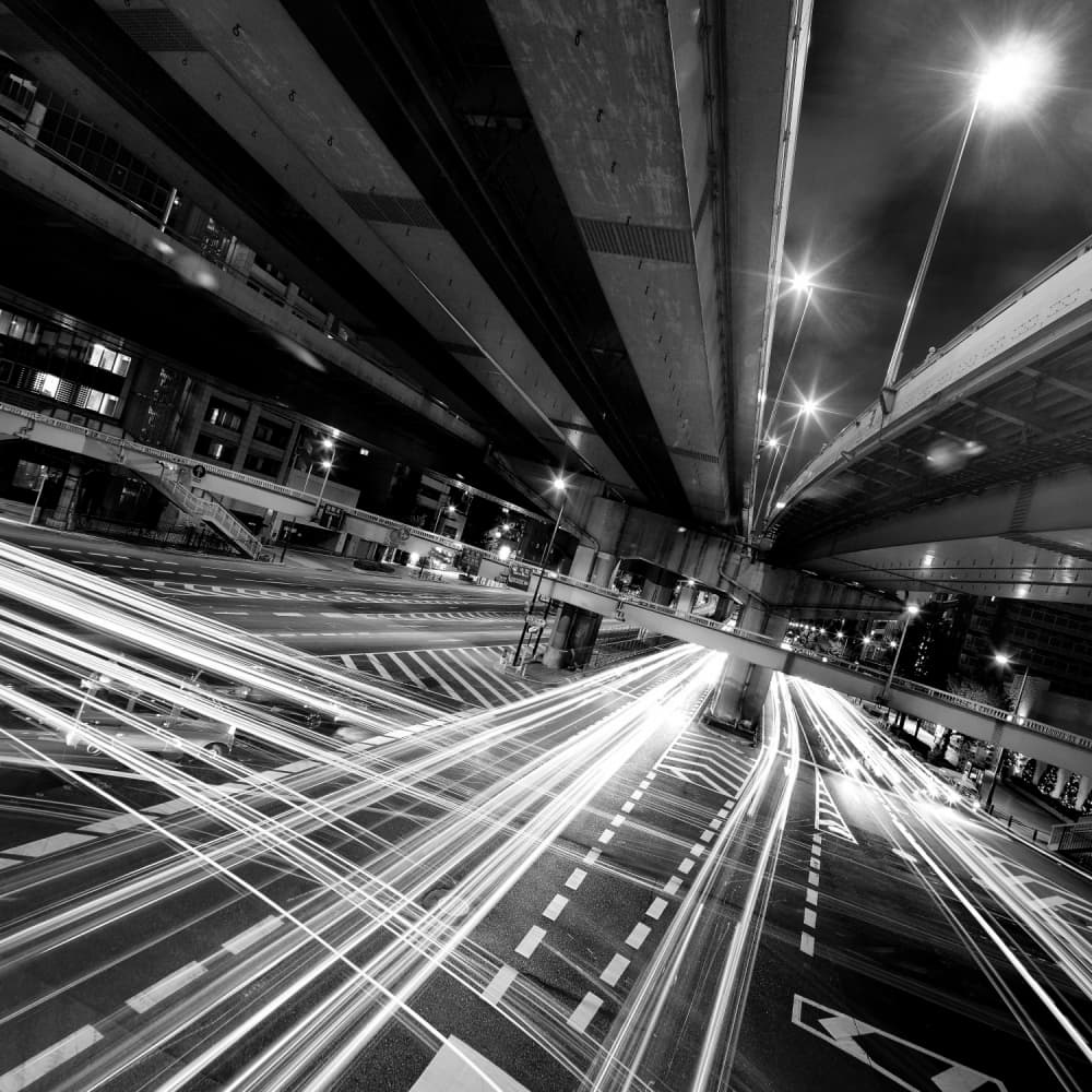 City Light Trails by Koji Tajima — canvas wall art