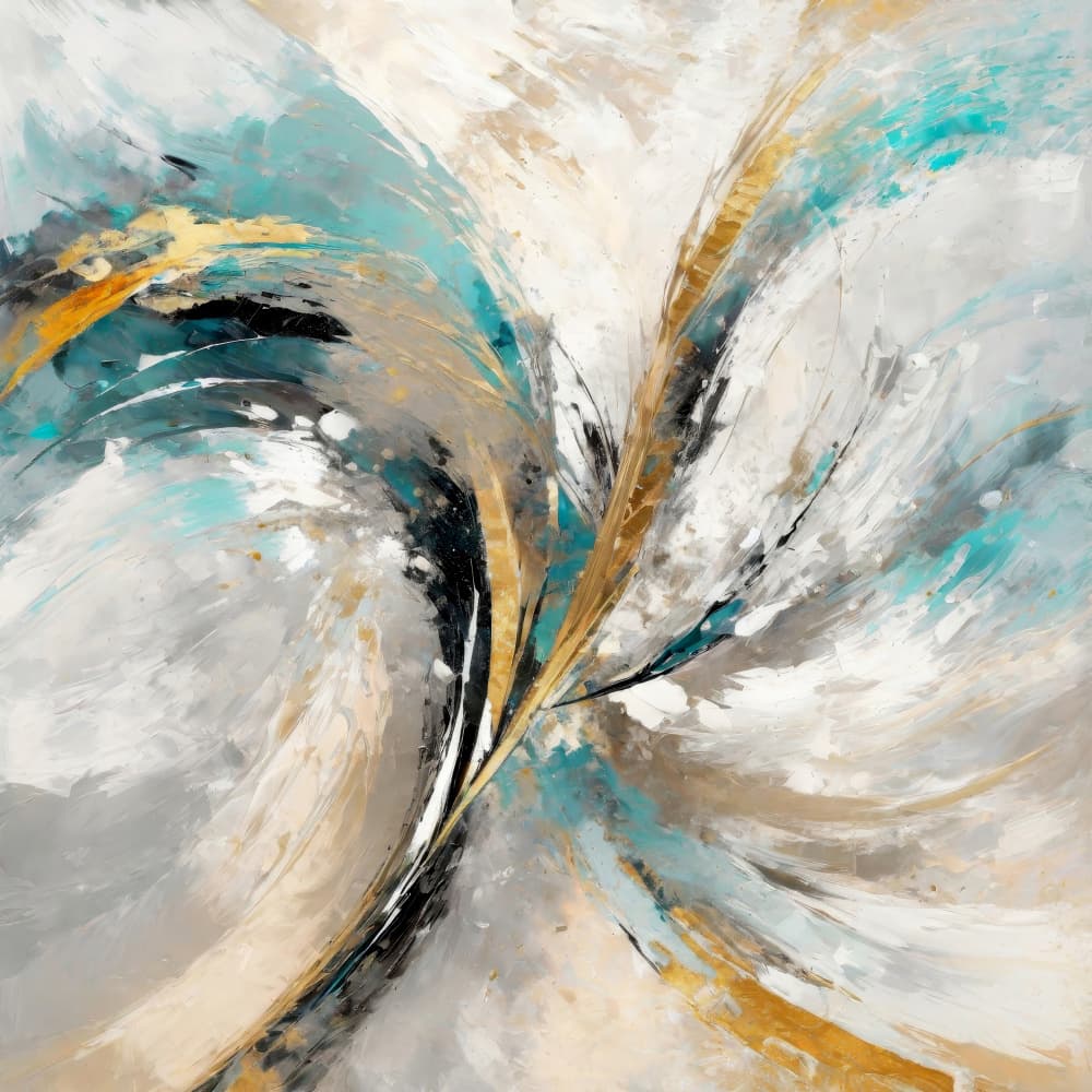 Dynamic Teal Gold Abstract by Alpenglow Workshop — canvas wall art