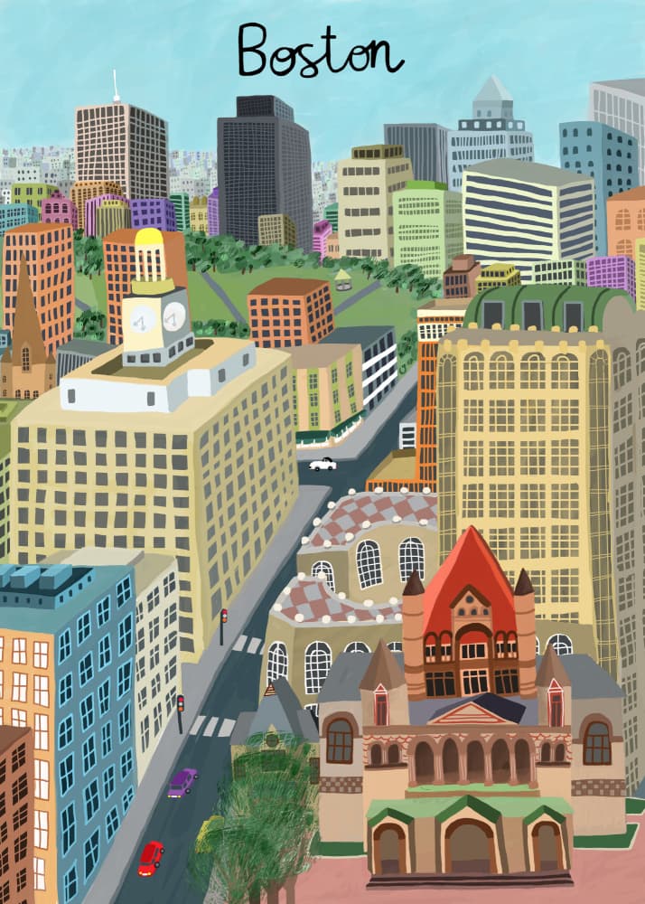 Boston Cityscape View by Carla Daly — canvas wall art