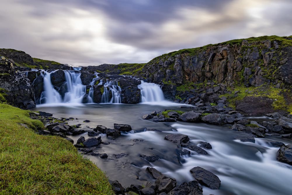 Serene Waterfall Cascade by Eyal Amer — canvas wall art