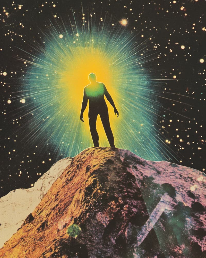 Lone Figure Cosmic Glow by Samantha Hearn — canvas wall art