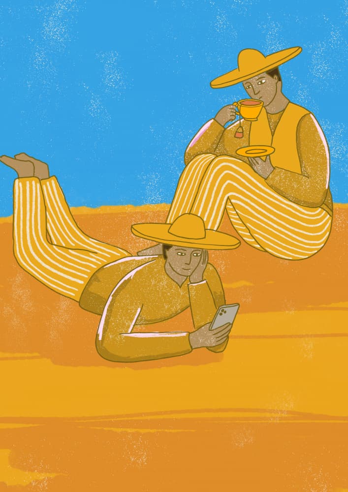 Relaxed Men Warm Day by Nicholas — canvas wall art