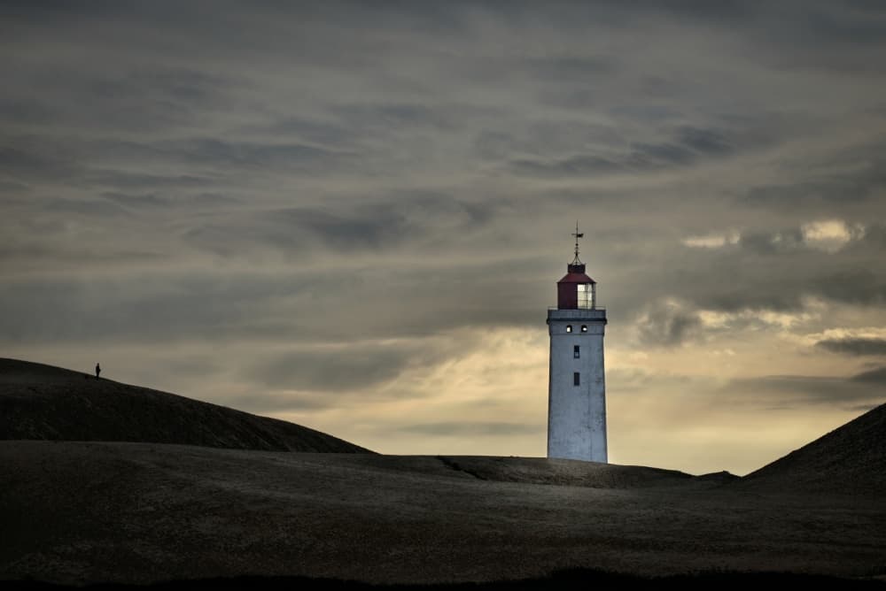 Twilight Lighthouse Landscape by Lotte Grønkjær — canvas wall art