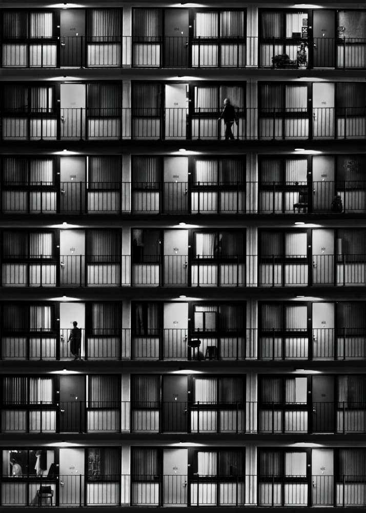Urban Night Windows by Rong Shu — canvas wall art