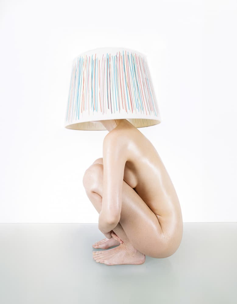 Lampshade Nude Figure by Michael Allmaier — canvas wall art