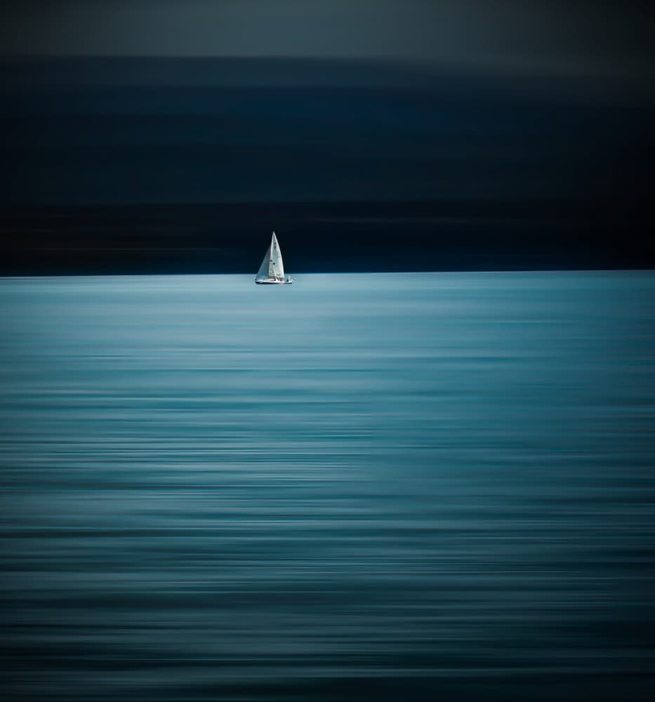 Deep Blue Sailboat by Annette Guo — canvas wall art
