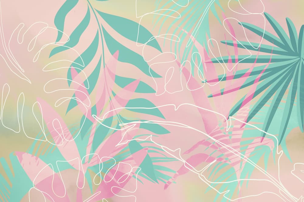 Pastel Tropical Leaves by Andrea Haase — canvas wall art