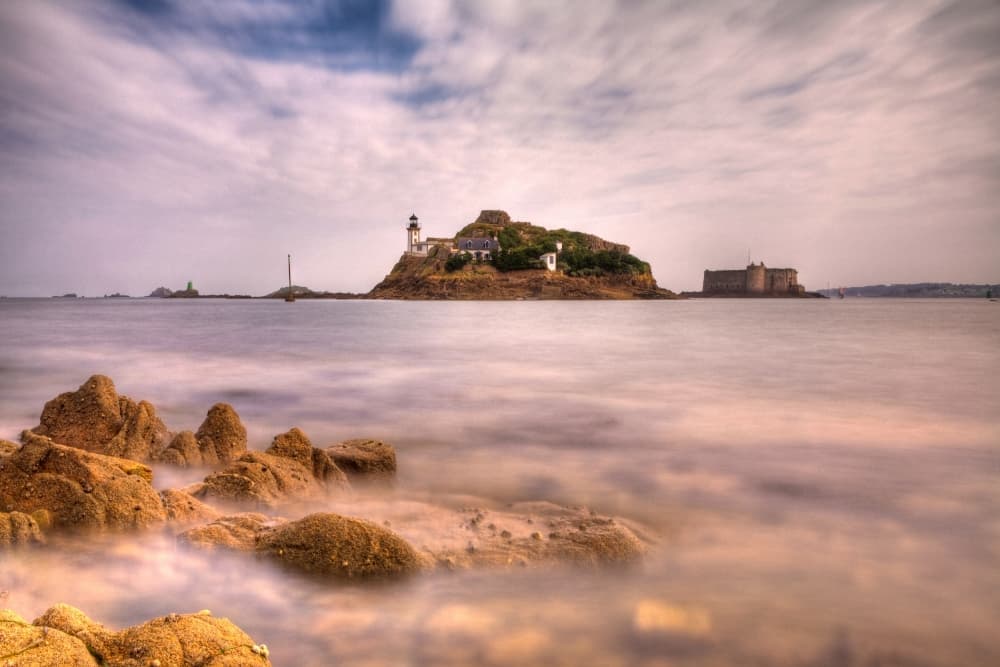 Island Lighthouse Seascape by Guillaume Legraverend — canvas wall art