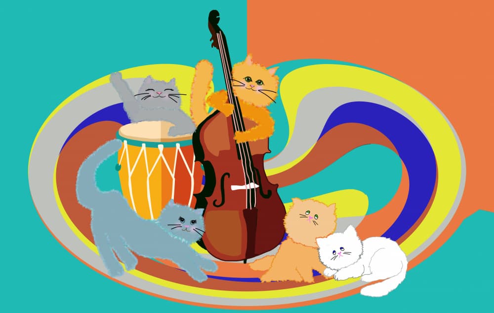 Jazz Cats Band by Lynnda Rakos — canvas wall art