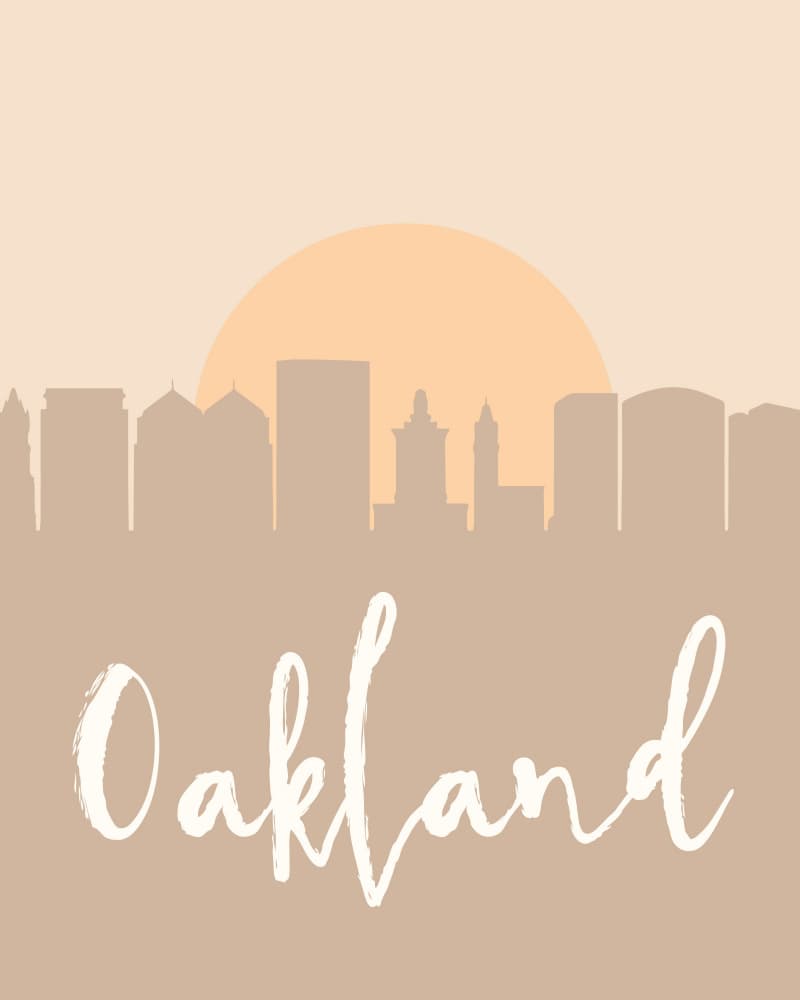 Warm Oakland Skyline by Emiliano Deificus — canvas wall art