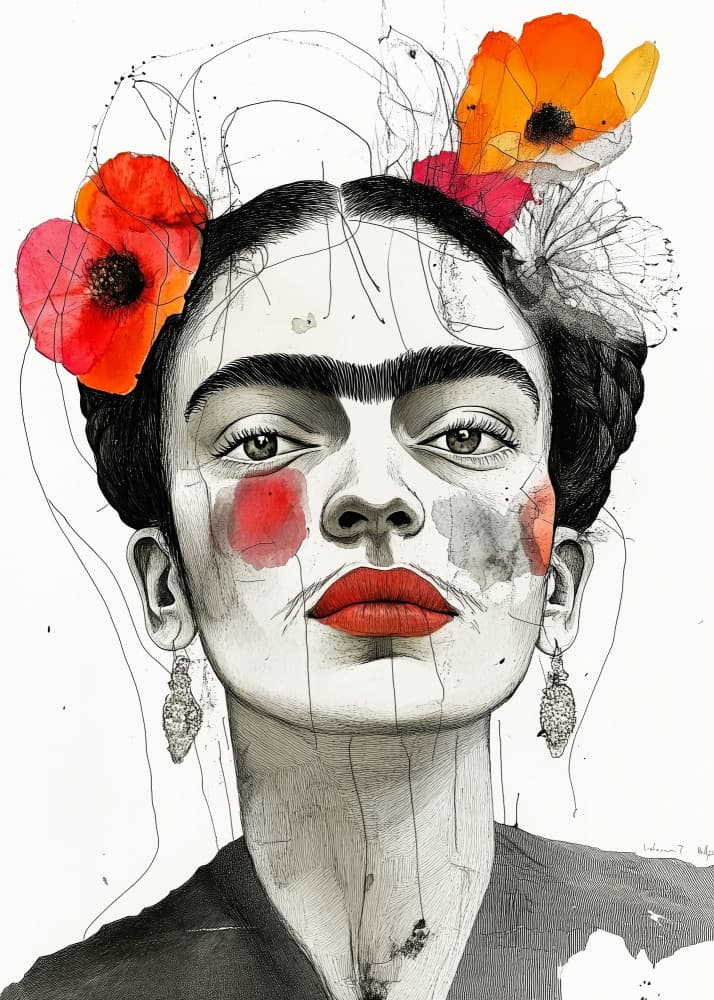 Frida Kahlo Bold Portrait by Justyna Jaszke — canvas wall art