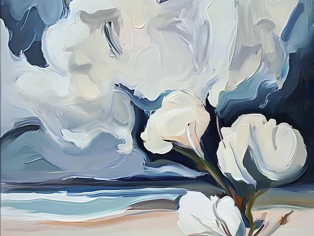 Coastal White Flowers by Avanesova Elena — canvas wall art