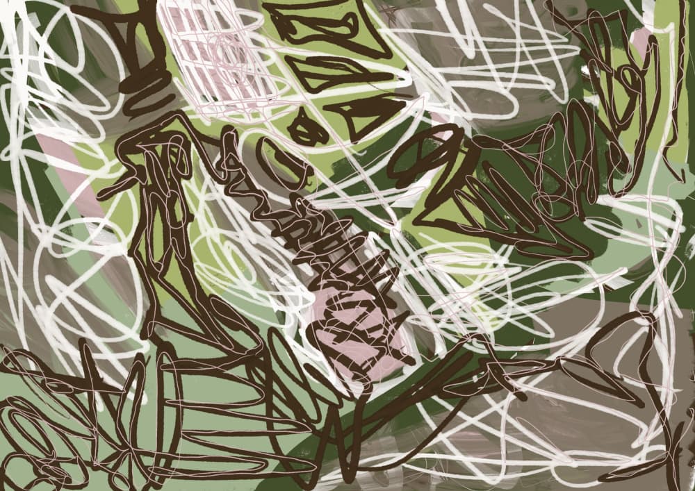 Scribbled Green Abstract by Sharyn Bursic — canvas wall art