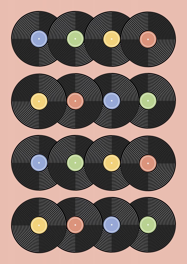 Retro Music Discs by kathrinmay — canvas wall art