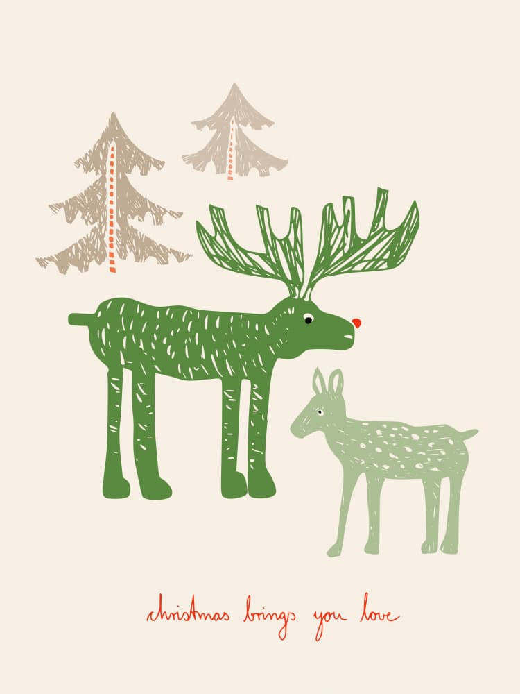 Whimsical Christmas Animals by Annick — canvas wall art