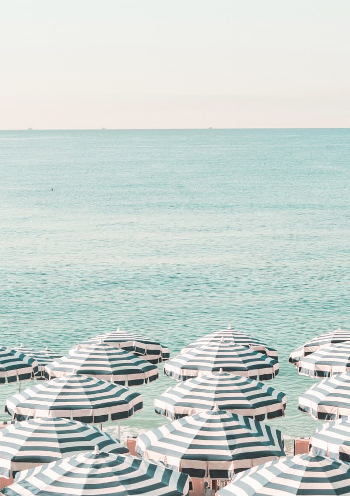 Striped Umbrellas Beach by Talitha McQueen — canvas wall art