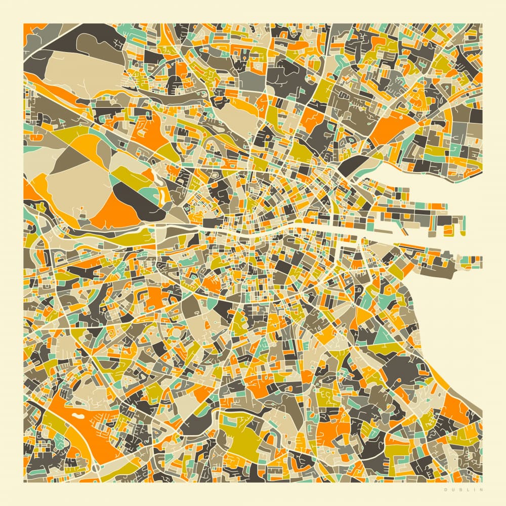 Colorful Dublin City Map by Jazzberry Blue — canvas wall art