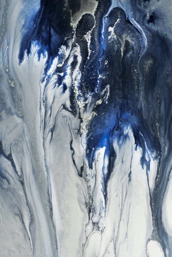 Abstract GREY blue -Cascade by Petra Meikle de Vlas — canvas wall art