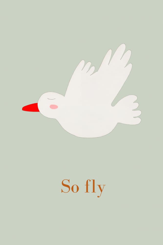 Cute Flying Bird by Merel Takken — canvas wall art