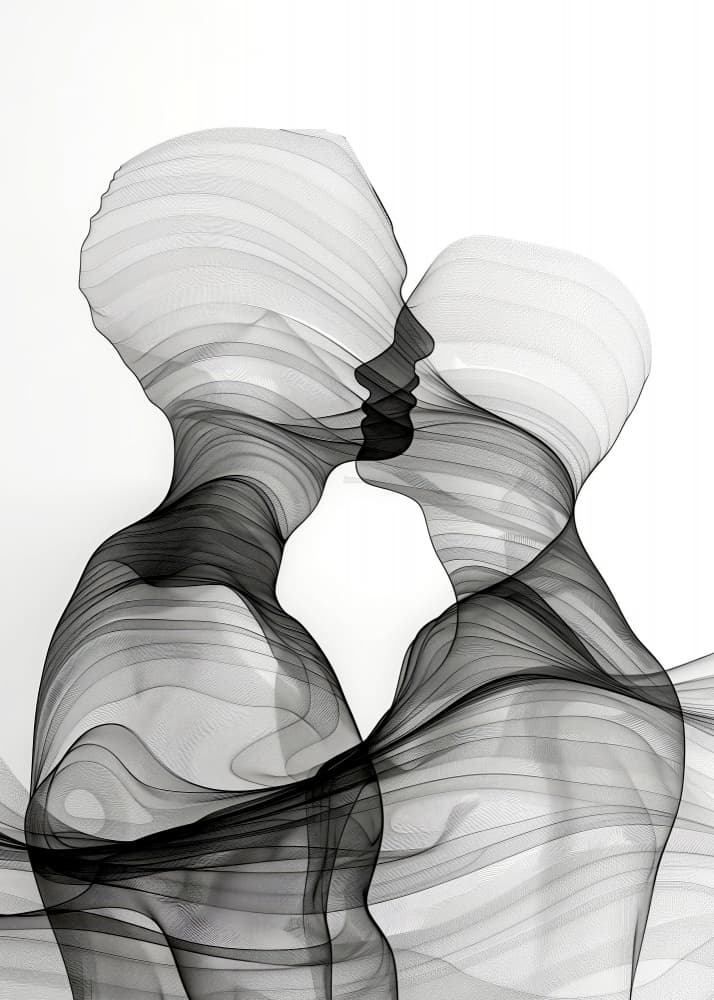 Abstract Kissing Couple by Justyna Jaszke — canvas wall art