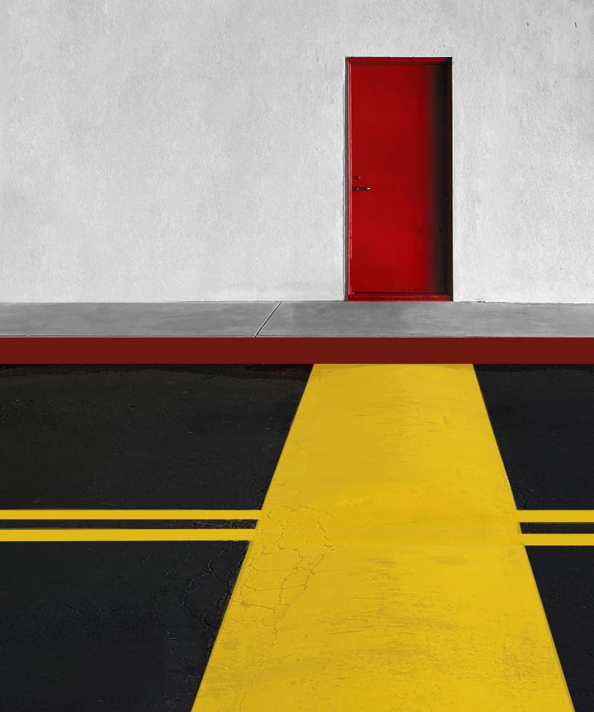 Red Door Yellow Path by Arnon Orbach — canvas wall art
