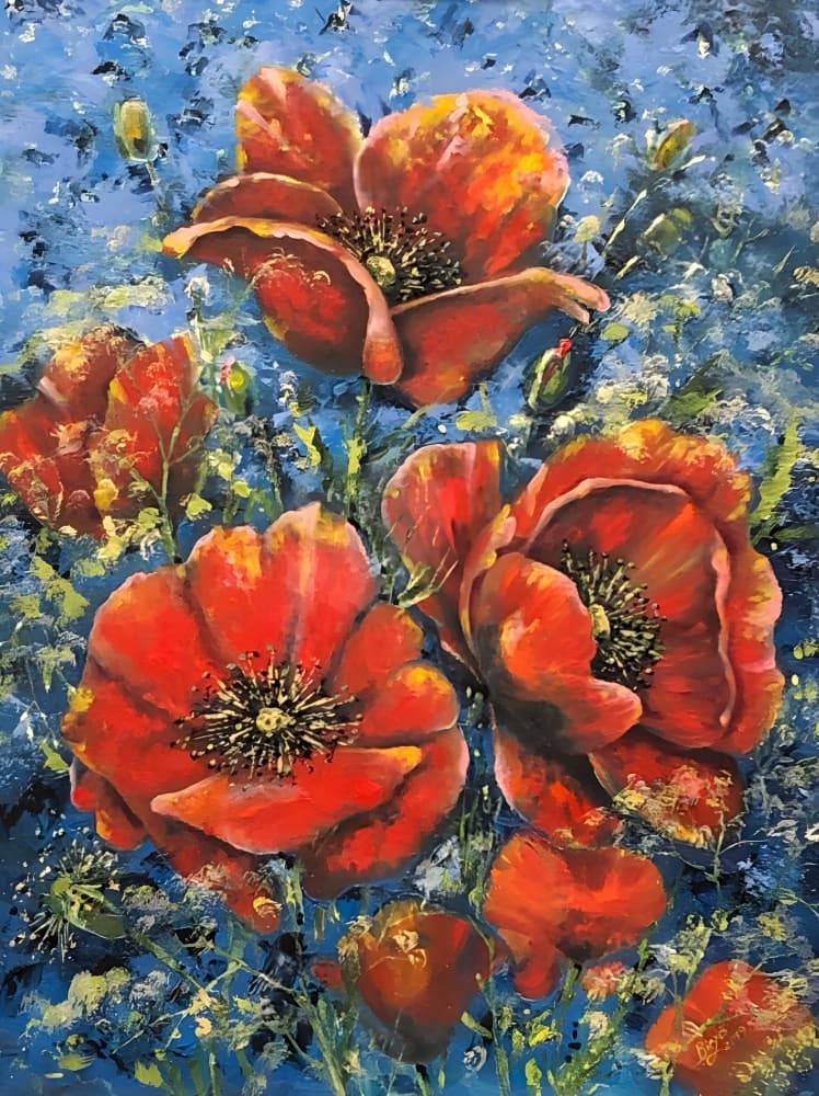 Vibrant Red Poppies by Anda Bieza — canvas wall art