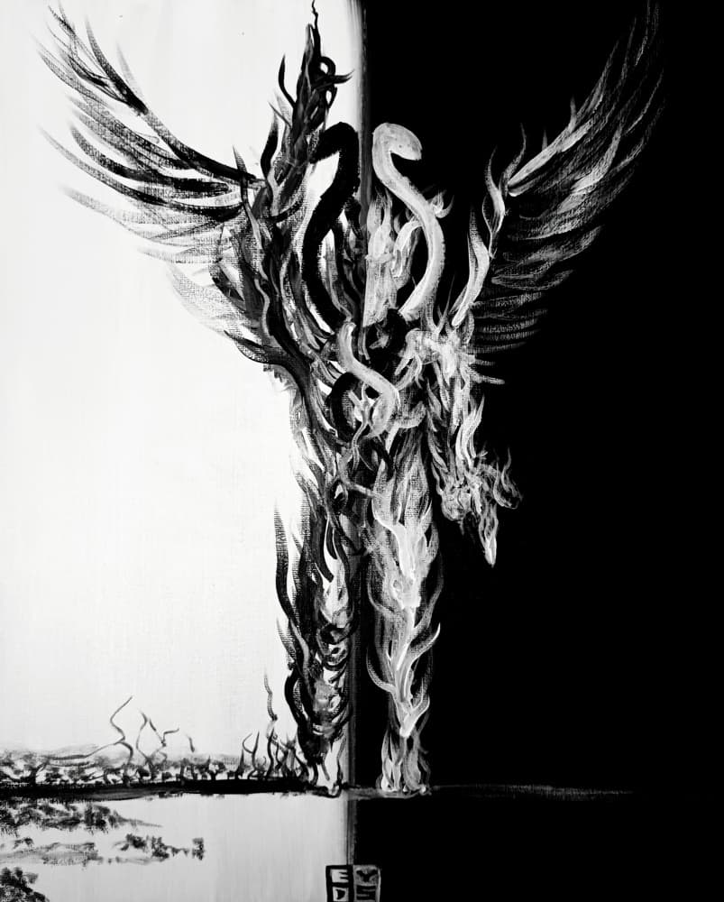 Fiery Duality Figure by Ezekiel Y.D. Schmitt — canvas wall art