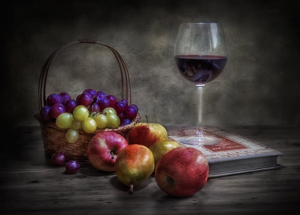 Elegant Fruit and Wine by Fran Osuna — canvas wall art