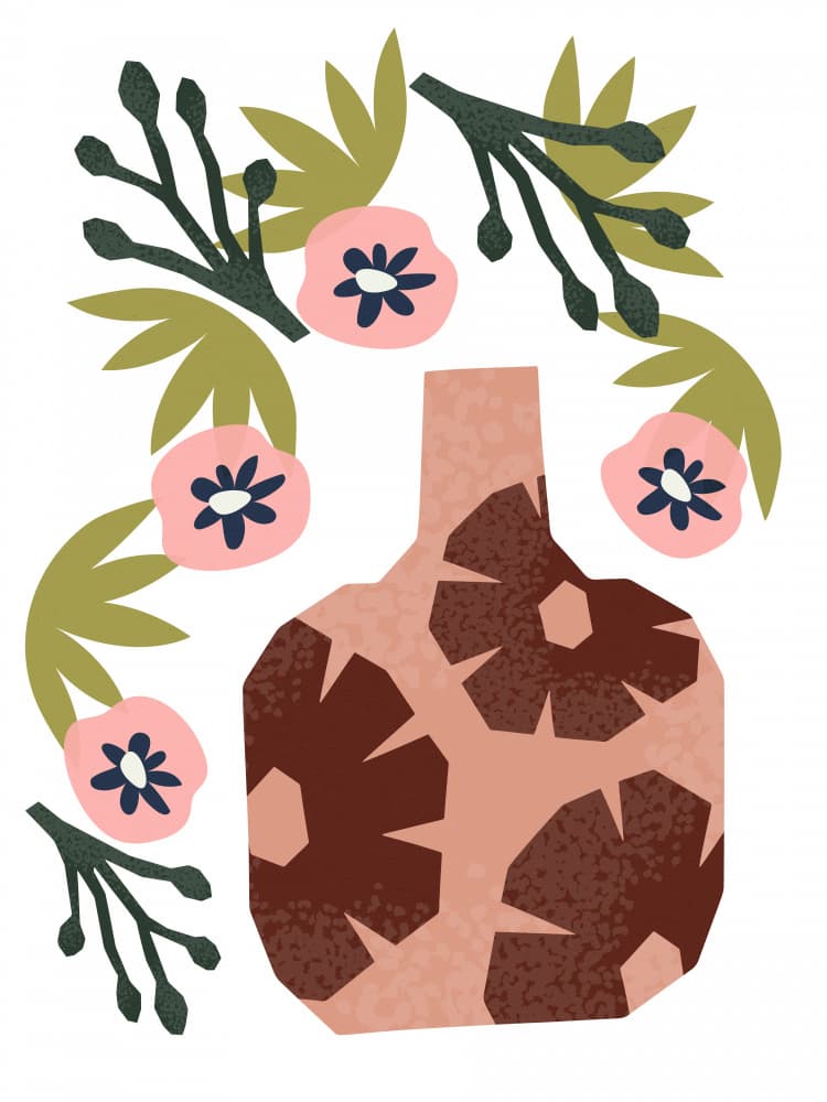 Floral Vase Harmony by Treechild — canvas wall art