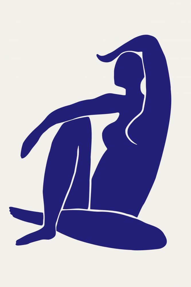Blue Sitting Figure by Pictufy Studio II — canvas wall art