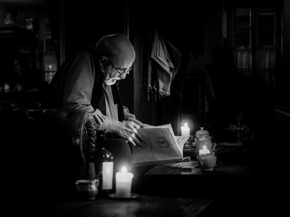 Contemplative Candlelit Scholar by Eiji Yamamoto — canvas wall art
